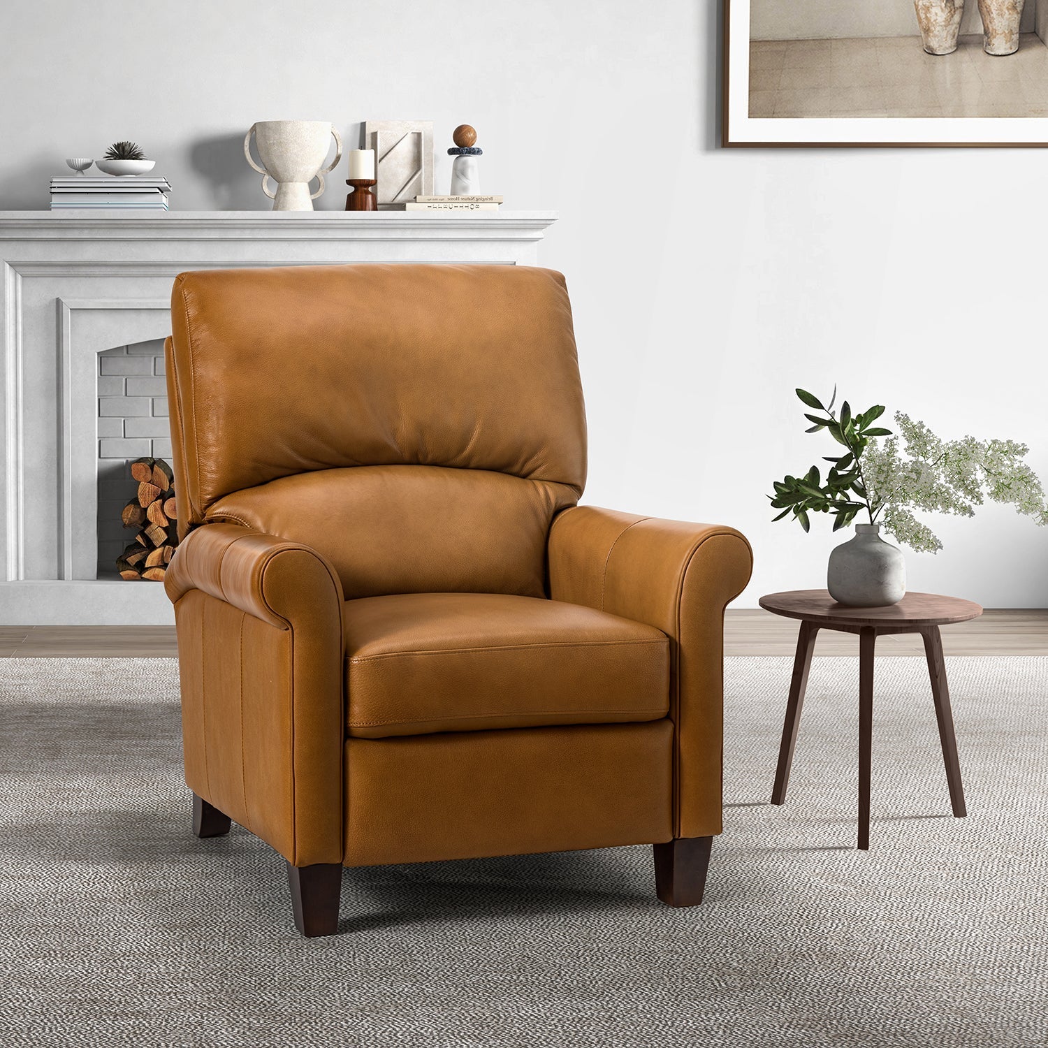 Eliana 33.07" Wide Genuine Leather Manual Recliner